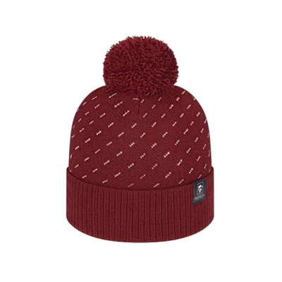 Diagonal Dash Knit Cap with Ribbed Cuff | Custom Embroidery Available