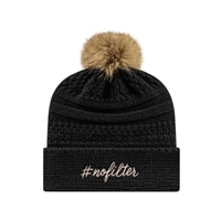 Cable Knit Cap with Cuff | Custom Embroidery Available | Winter Beanie