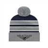Double Stripe Knit Cap | Ribbed Cuff | Custom Embroidery Available
