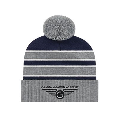 Double Stripe Knit Cap | Ribbed Cuff | Custom Embroidery Available