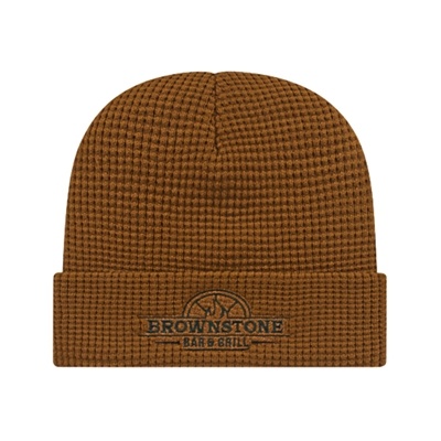 Waffle Knit Cap with Cuff | Custom Embroidered Beanie