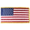 U.S. Flag with Pole Hem & Gold Fringe 2x3 | Nylon | Sewn & Embroidered