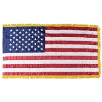 Nylon U.S. Flag with Pole Hem & Gold Fringe 5x8 | Embroidered & Sewn