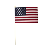 Cotton US Stick Flags 1x1.5ft | Case of 144 with Gold Spear & Wood Staff