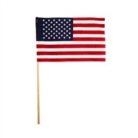 Cotton US Stick Flags 4x6 | No Sew, 10in Wood Staff (No Tip) | Case of 144