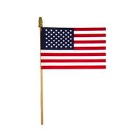 Cotton US Stick Flags 4x6  | Gold Spear Tip, 10in Wood Staff | Case of 144