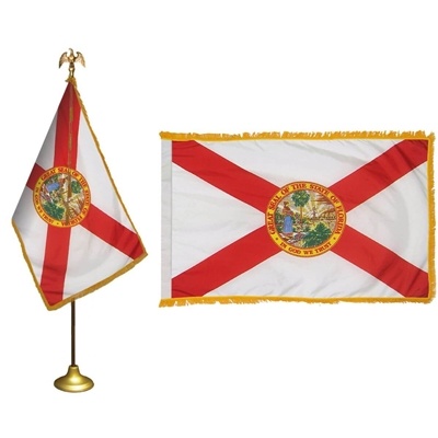 Florida State Flag Parade Kit 3' x 5' | Nylon with Fringe, Pole, Stand & Accessories