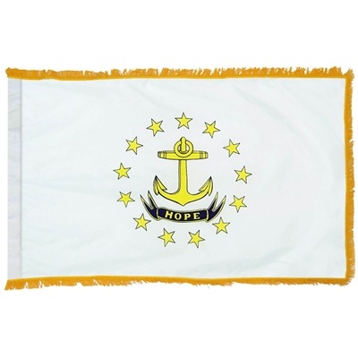 Rhode Island Nylon State Flag with Pole Hem & Gold Fringe â€“ 3' x 5' | Durable Official Flag