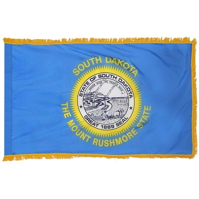 South Dakota State Flag 4' x 6' Nylon | Indoor Flag with Gold Fringe & Pole Hem