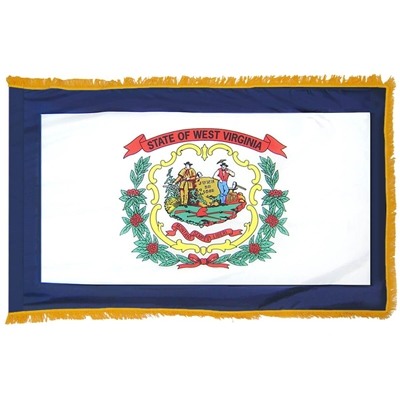 West Virginia Nylon State Flag 3' x 5' | Pole Hem & Gold Fringe | Indoor/Outdoor Ceremonial Flag