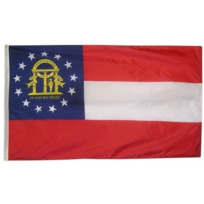 Georgia Nylon State Flag with Header & Grommets â€“ 2' x 3'