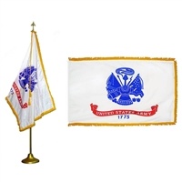 Army Parade Flag Kit 2' x 3' â€“ Nylon with Pole Hem & Gold Fringe