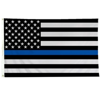 Nylon Thin Blue Line US Flag 3' x 5' with Header & Grommets