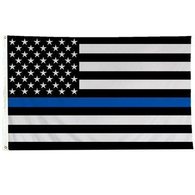 Nylon Thin Blue Line US Flag 3' x 5' with Header & Grommets