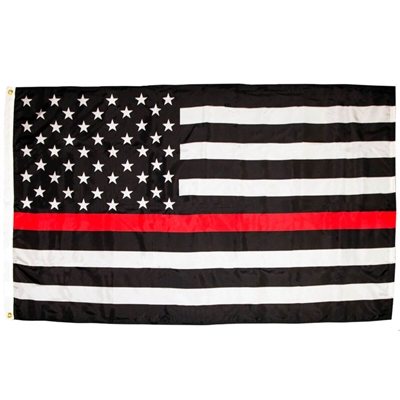 Thin Red Line American Flag 3x5 â€“ Nylon Firefighter Tribute
