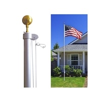 20' Five Piece Silver Aluminum Homesteader Flagpole with Gold Ball & Ground Sleeve