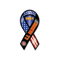 Semper-Fi U.S. Marines Ribbon Car Magnet â€“ 2-in-1 Patriotic Support