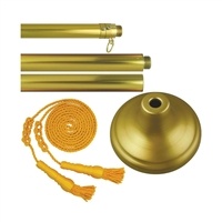 8ft Aluminum Flagpole Kit with Gold Base & White Tassels â€“ Indoor 3x5 Flag Set