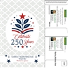 Custom Seedvertising America 250th anniversary mailable seed packets co-branded with real estate company logo by Sanzo Specialties
