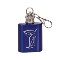 Blue Stainless Steel Flask Keychain | 1oz | Custom Engraved Flask Keychain