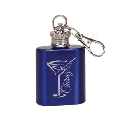 Blue Stainless Steel Flask Keychain | 1oz | Custom Engraved Flask Keychain