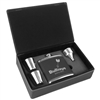 Black/Silver Leatherette Flask Gift Set- Personalized Stainless Steel 6oz Flask