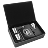 Black Stainless Steel Flask Gift Set w/ Leatherette Box | 6oz | Custom Laser Engraving Available