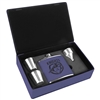 Stainless Steel Leatherette Flask Gift Set | Purple | Custom Laser Engraving Available
