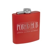 Matte Red Powder Coated Stainless Steel Flask | 6oz | Custom Engraving | Full-Color Printing