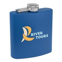 Matte Blue Stainless Steel Flask | Custom 6oz Flask with UV Printing or Engraving