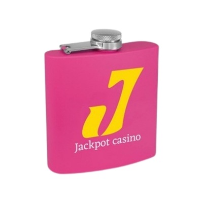 Matte Red Powder Coated Stainless Steel Flask | 6oz | Custom Engraving | Full-Color Printing