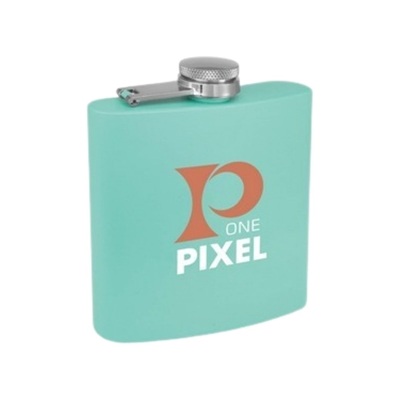 Matte Teal Powder Coated Stainless Steel Flask | 6oz | Custom Engraving | UV Printing