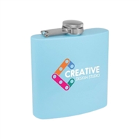 Matte Light Blue Powder Coated Stainless Steel Flask | 6oz | Custom Engraving | UV Printing
