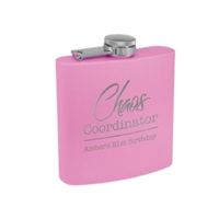 Matte Light Purple Powder Coated Stainless Steel Flask | 6oz | Custom Engraving | UV Printing
