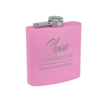 Matte Light Purple Powder Coated Stainless Steel Flask | 6oz | Custom Engraving | UV Printing