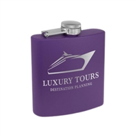 Matte Purple Powder Coated Stainless Steel Flask - 6oz - Custom Engraving & UV Printing