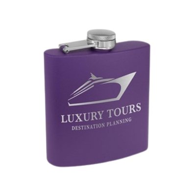 Matte Purple Powder Coated Stainless Steel Flask - 6oz - Custom Engraving & UV Printing