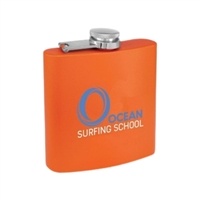 Matte Orange Powder Coated Stainless Steel Flask | 6oz | Custom Engraving & UV Printing