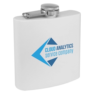 Matte White Stainless Steel Flask | Custom 6oz Flask with UV Printing or Engraving