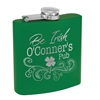 Matte Green Powder Coated Stainless Steel Flask | 6oz | Custom Laser Engraving