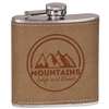 Leather Stainless Steel Flask | 6oz | Personalized Engraving | UV Printing