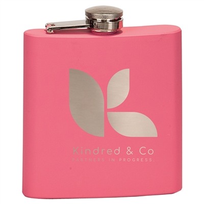 Matte Pink Stainless Steel Flask | 6oz | Custom Laser Engraving | Food Grade