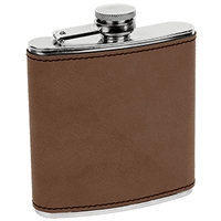 Personalized Leatherette Stainless Steel Flask | Dark Brown 6oz