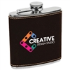 Leatherette Stainless Steel Flask | Black/Gold | Custom Engraved Promotional Gift