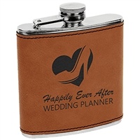 Leatherette Stainless Steel Flask | Rawhide | Custom Engraved Promotional Gift