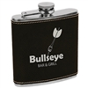 Personalized Black/Silver Leatherette Stainless Steel Flask - 6oz