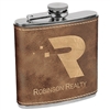 Leatherette Stainless Steel Flask | Rustic/Gold | Custom Engraved Promotional Gift