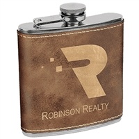 Leatherette Stainless Steel Flask | Rustic/Gold | Custom Engraved Promotional Gift