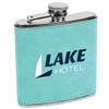 Leatherette Stainless Steel Flask | Teal | Custom Engraved Promotional Gift