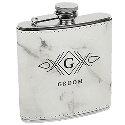 Leatherette Stainless Steel Flask | Marble | Custom Engraved Promotional Gift